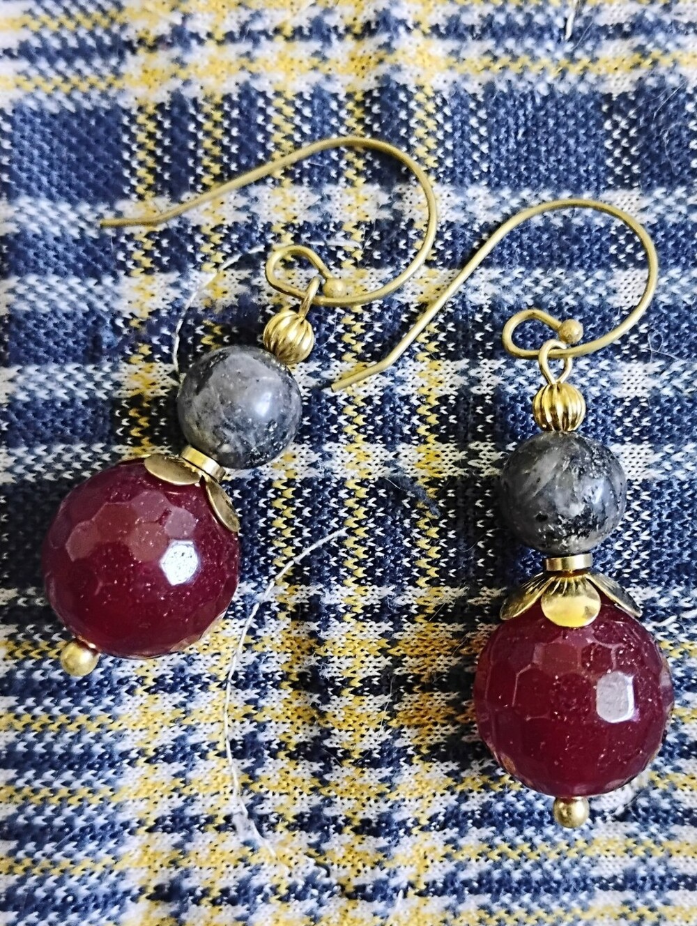 Handmade Ruby + Black Moonstone Earrings